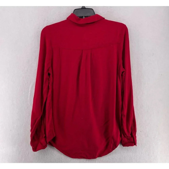 G.H. Bass & Co. Button-Up Shirt Women's Sz S Red Collared High-Low Hem - Picture 2 of 11